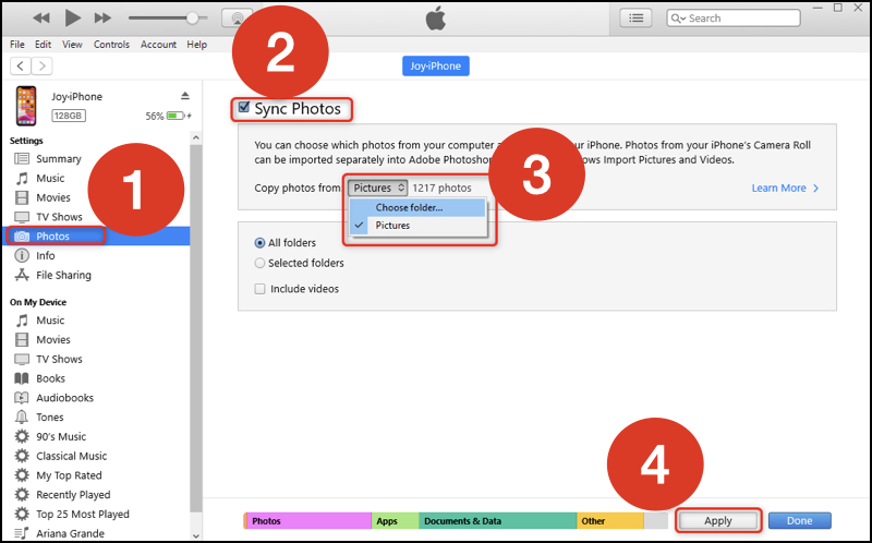 Sử dụng iTunes bước 2